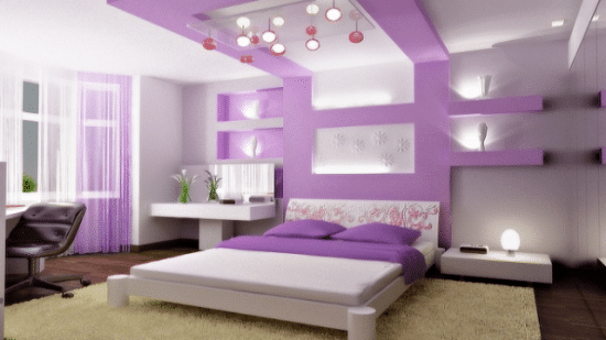 Espectacular habitación lila en casa recién reformada